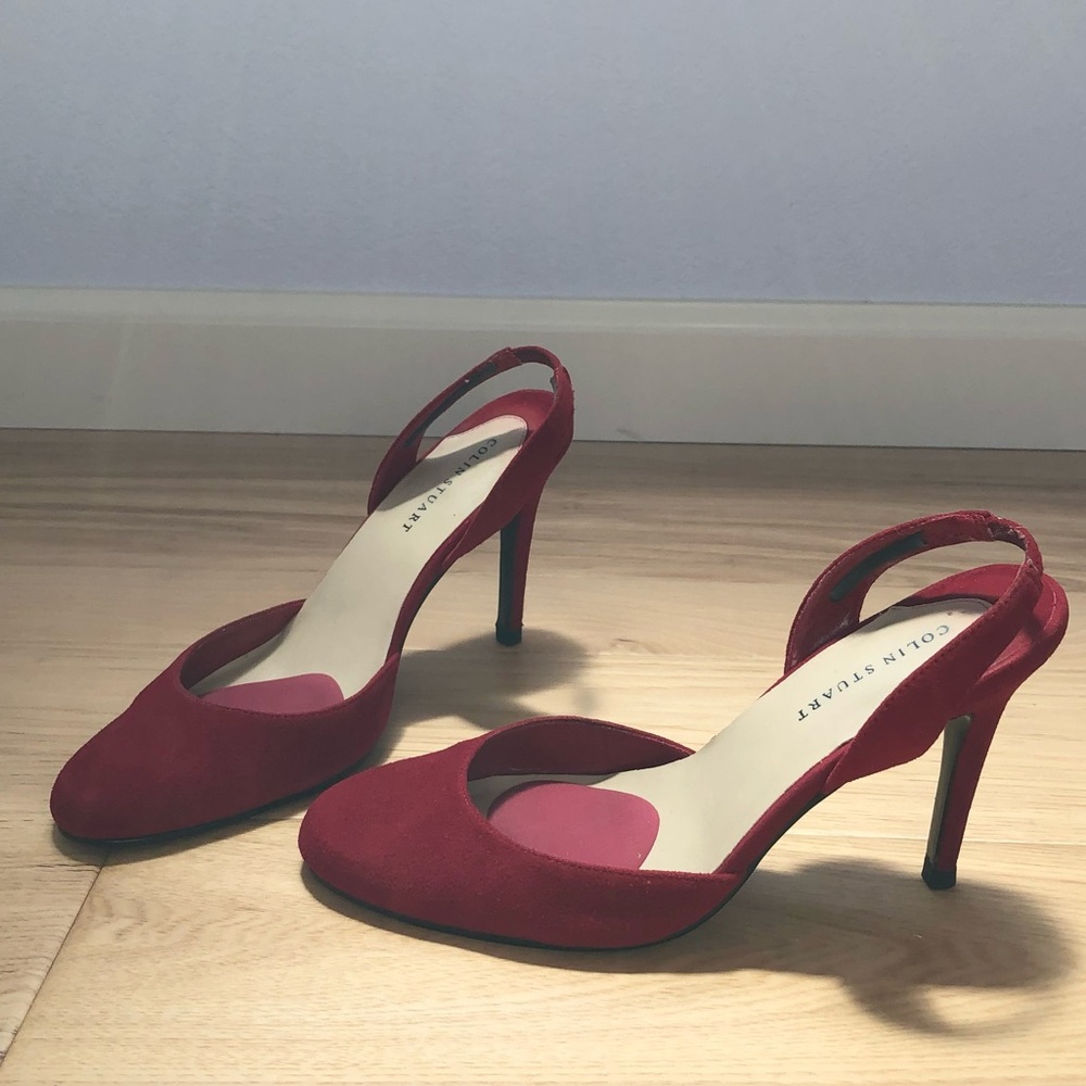 Sexy Red Suede Slingback Heels